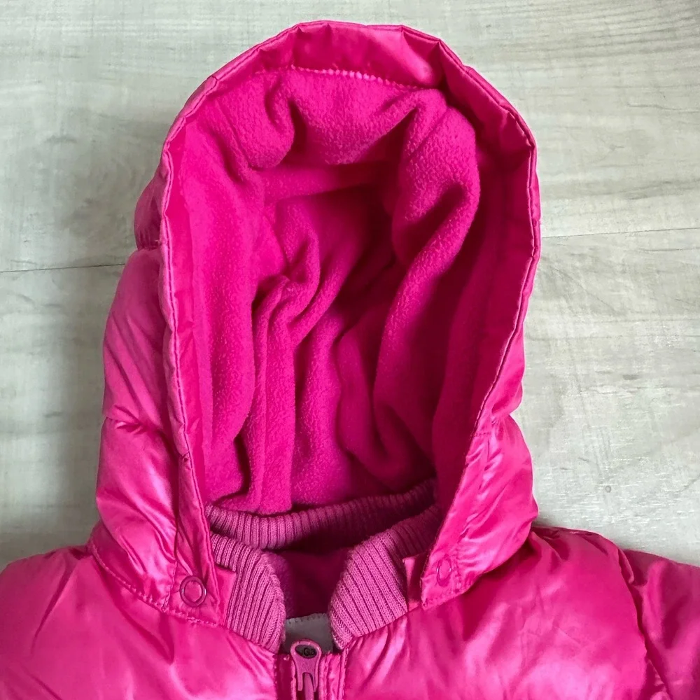 Baby Gap 0-3‎ Mo Bright Pink WARM BUNTING Puffer Fleece Snow Suit Baby Girl